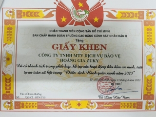 Thành tích cuối năm Được cơ quan chức năng và Khách Hàng trao tặng bằng khen Xuất Sắc trong công tác Bảo Vệ Mục Tiêu.
